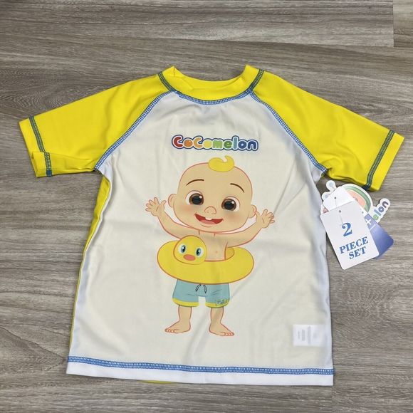 Cocomelon "JJ" Boys‎ 2 Pc Rash Guard Set 4T-Short Sleeve Top-Swim Shorts - Picture 3 of 14